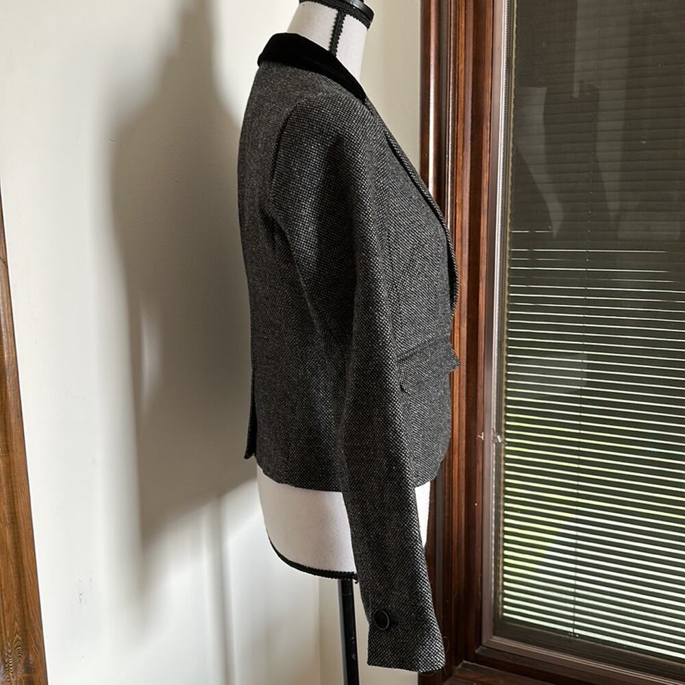 American Eagle Outfitters | Silver Gray Tweed Blazer with Velvet Trim Size XS - Picture 5 of 13